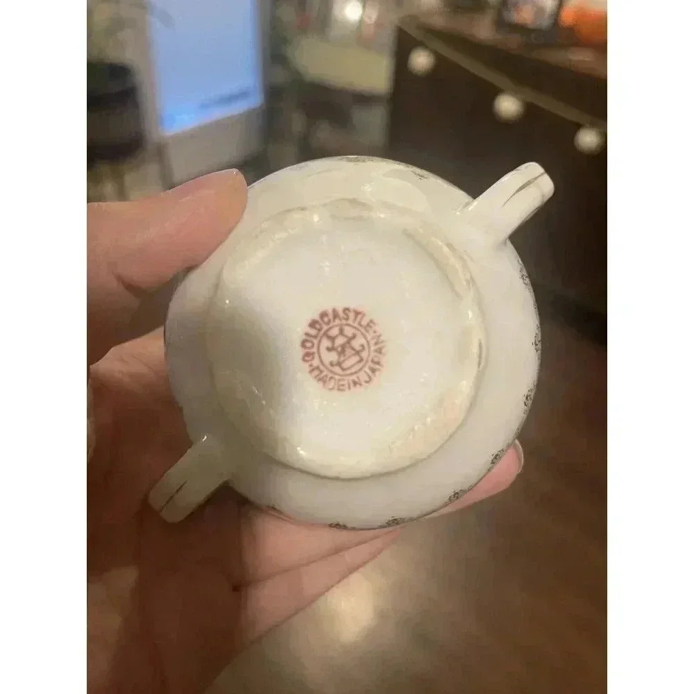 Vintage Gold Castle Little Mini Ceramic‎ Lidded Sugar Made In Japan